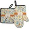 Swirly Floral Right Oven Mitt & Pot Holder Set w/ Name and Initial