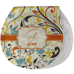 Swirly Floral Burp Pad - Velour w/ Name and Initial