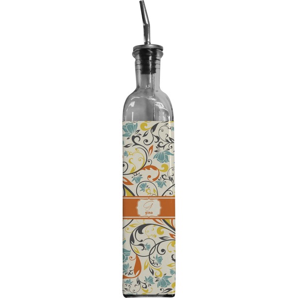 Custom Swirly Floral Oil Dispenser Bottle (Personalized)