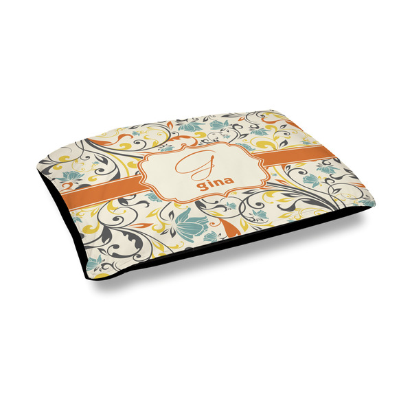 Custom Swirly Floral Outdoor Dog Bed - Medium (Personalized)