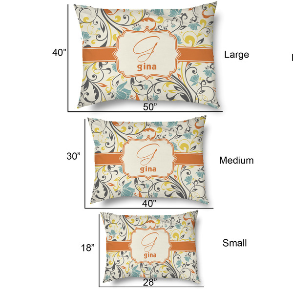 Swirly Floral Outdoor Dog Beds - SIZE CHART