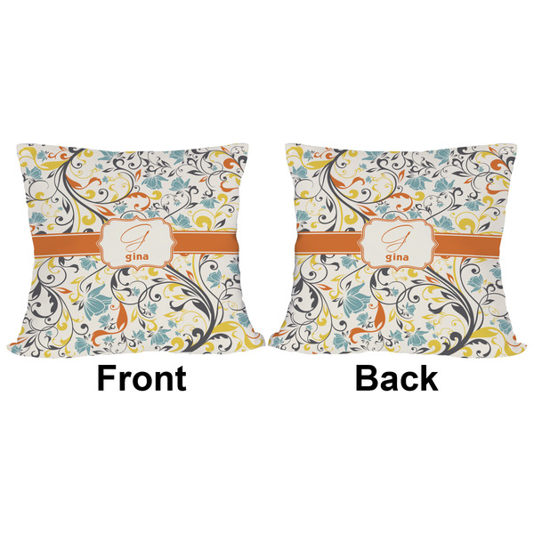 Swirly Floral Outdoor Pillow - 16x16