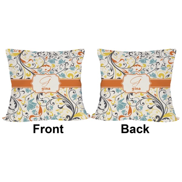 Swirly Floral Outdoor Pillow - 18x18