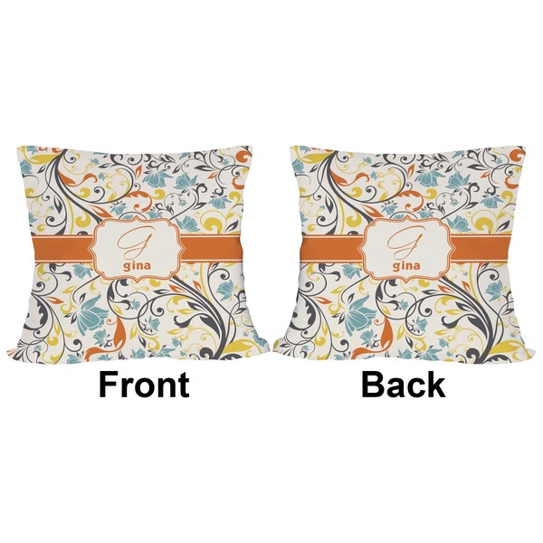 Swirly Floral Outdoor Pillow - 20x20