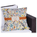 Swirly Floral Outdoor Pillow - 16" (Personalized)