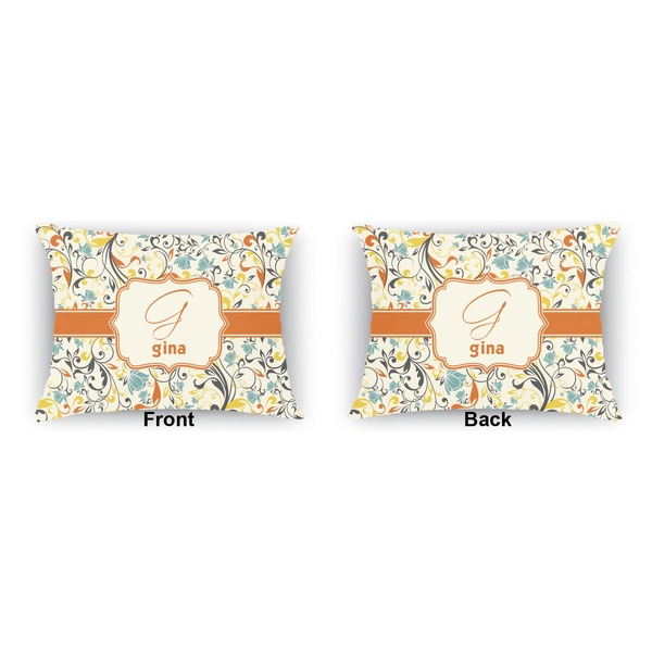 Swirly Floral Outdoor Rectangular Throw Pillow (Front and Back)