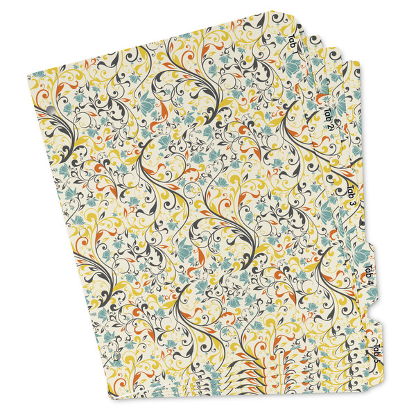 Custom Swirly Floral Binder Tab Divider - Set of 5 (Personalized)
