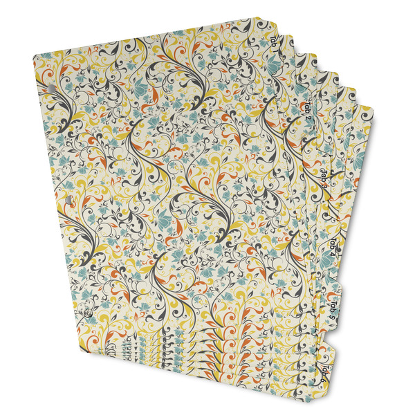 Custom Swirly Floral Binder Tab Divider - Set of 6 (Personalized)