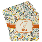 Swirly Floral Paper Coasters w/ Name and Initial