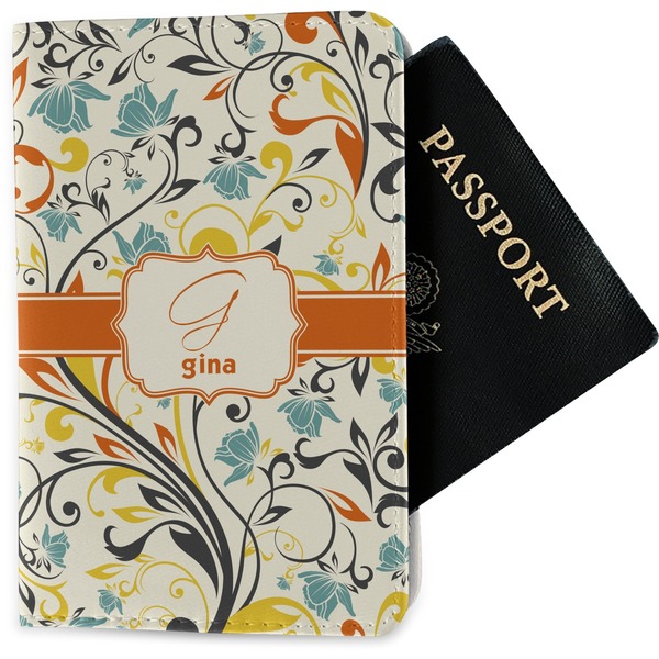Custom Swirly Floral Passport Holder - Fabric (Personalized)