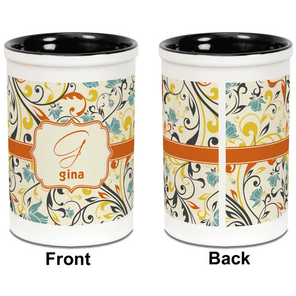 Swirly Floral Pencil Holder - Black - approval