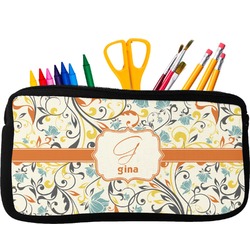 Swirly Floral Neoprene Pencil Case (Personalized)
