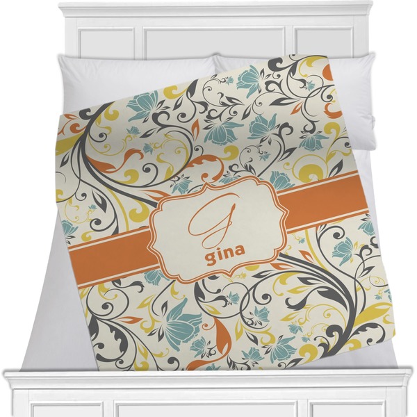 Custom Swirly Floral Minky Blanket (Personalized)