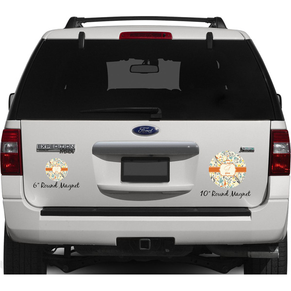 Swirly Floral Personalized Car Magnets on Ford Explorer