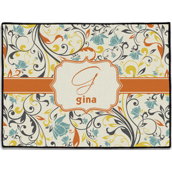 Swirly Floral Door Mat - 24"x18" (Personalized)
