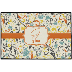 Swirly Floral Door Mat - 36"x24" (Personalized)