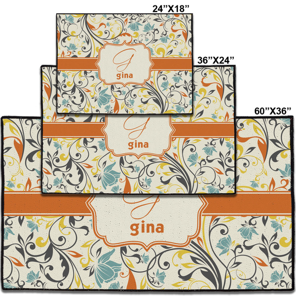 Swirly Floral Personalized Door Mat - Group Parent IMF