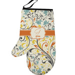Swirly Floral Left Oven Mitt (Personalized)