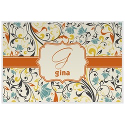 Swirly Floral Laminated Placemat w/ Name and Initial