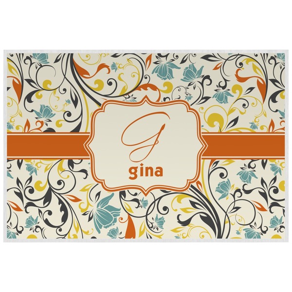 Custom Swirly Floral Laminated Placemat w/ Name and Initial