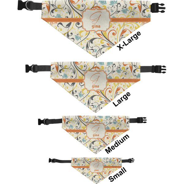 Swirly Floral Pet Bandana Sizes