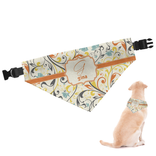 Custom Swirly Floral Dog Bandana - XLarge (Personalized)