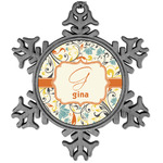 Swirly Floral Vintage Snowflake Ornament (Personalized)