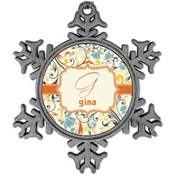 Swirly Floral Vintage Snowflake Ornament (Personalized)
