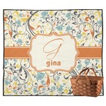 Swirly Floral Outdoor Picnic Blanket (Personalized)