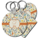 Swirly Floral Plastic Keychain (Personalized)