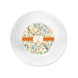 Swirly Floral Plastic Party Appetizer & Dessert Plates - 6" (Personalized)