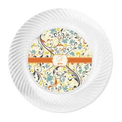 Swirly Floral Plastic Party Dinner Plates - 10" (Personalized)