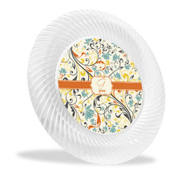 Swirly Floral Plastic Party Dinner Plates - 10" (Personalized)