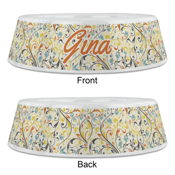 Swirly Floral Plastic Pet Bowls - Large - APPROVAL