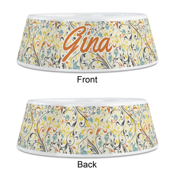 Swirly Floral Plastic Pet Bowls - Medium - APPROVAL