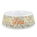 Swirly Floral Plastic Dog Bowl (Personalized)
