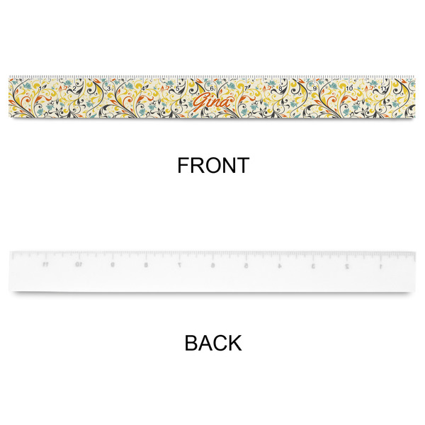 Swirly Floral Plastic Ruler - 12" - APPROVAL