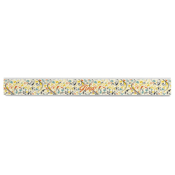 Swirly Floral Plastic Ruler - 12" - FRONT