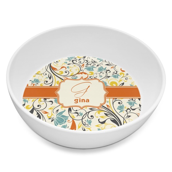 Custom Swirly Floral Melamine Bowl - 8 oz (Personalized)