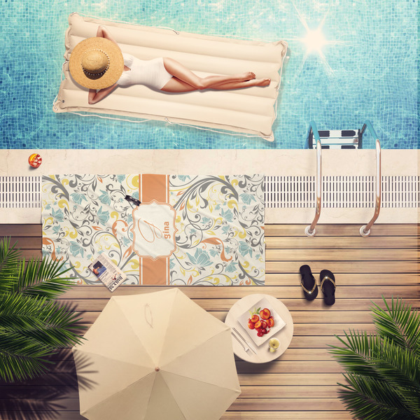 Swirly Floral Pool Towel Lifestyle