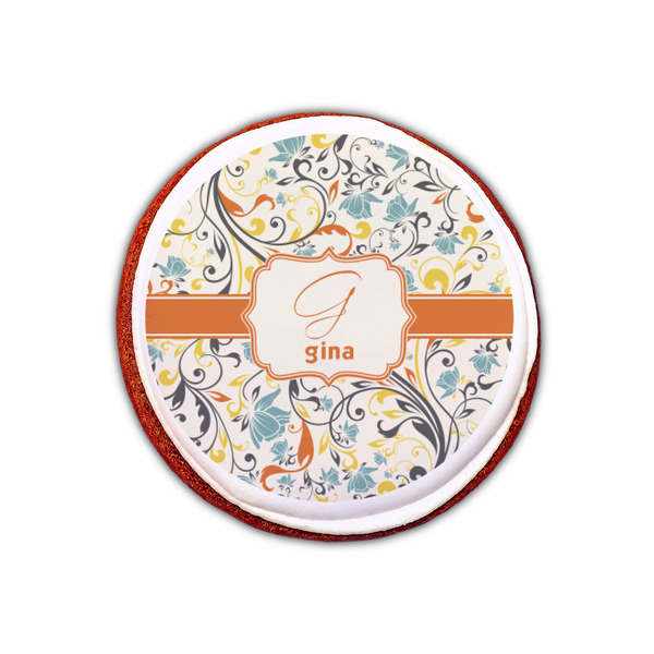 Swirly Floral Printed Icing Circle - XSmall - On Cookie