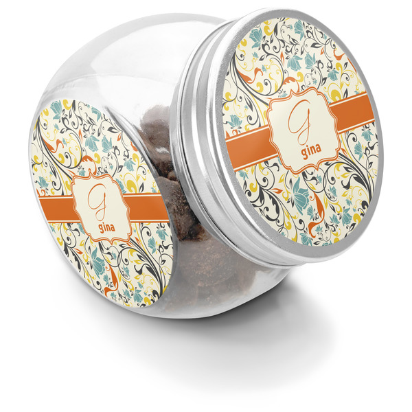Custom Swirly Floral Puppy Treat Jar (Personalized)