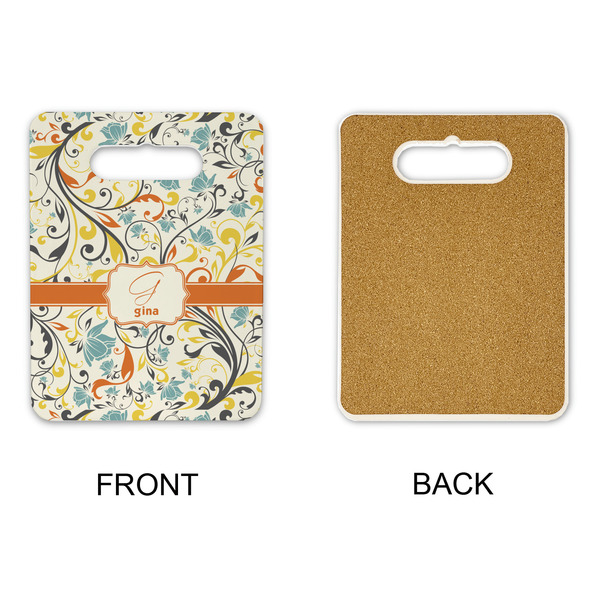 Swirly Floral Rectangle Trivet with Handle - APPROVAL