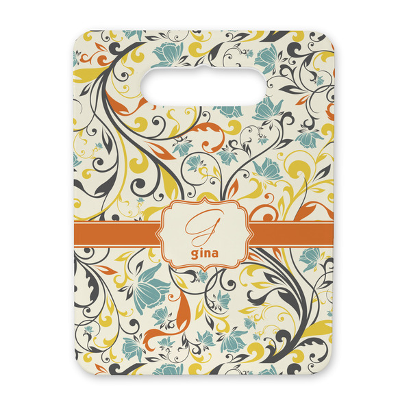 Custom Swirly Floral Rectangular Trivet with Handle (Personalized)