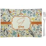 Swirly Floral Rectangular Glass Appetizer / Dessert Plate - Single or Set (Personalized)