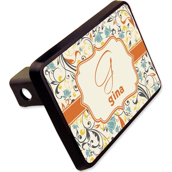 Custom Swirly Floral Rectangular Trailer Hitch Cover - 2" (Personalized)
