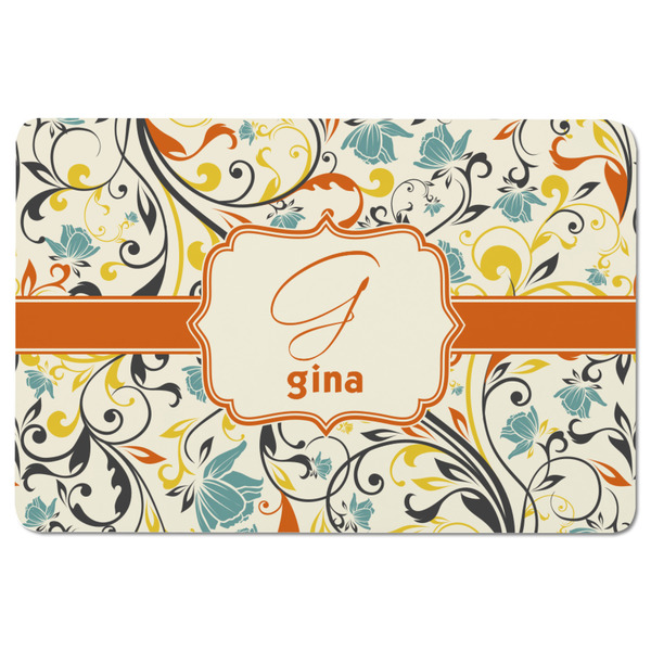 Swirly Floral Rectangular Fridge Magnet - FRONT