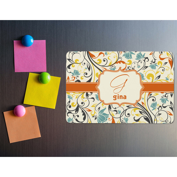 Swirly Floral Rectangular Fridge Magnet - LIFESTYLE