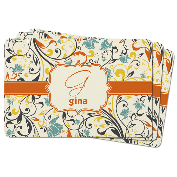 Swirly Floral Rectangular Fridge Magnet - THREE