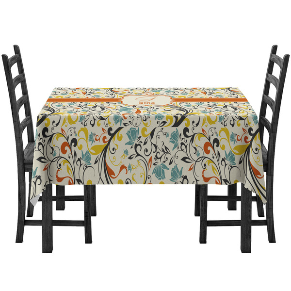 Swirly Floral Rectangular Tablecloths - Side View